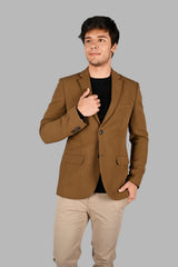 Khaki Woven Regular Fit Blazers