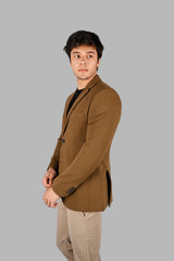 Khaki Woven Regular Fit Blazers