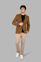 Khaki Woven Regular Fit Blazers