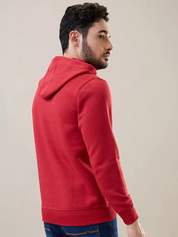 Red Solid Hooded Sweatshirt Tim Paris