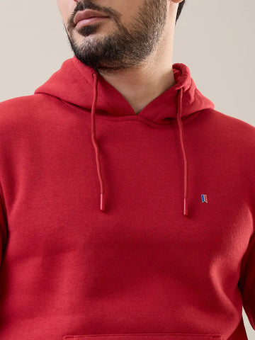 Red Solid Hooded Sweatshirt Tim Paris