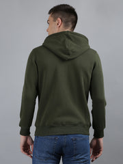 Tim Paris Olive Green Hoodie with Zipper – Solid Sweatshirt, Full Sleeve