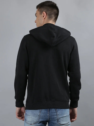 Tim Paris Black Hoodie with Zipper – Solid Sweatshirt Tim Paris