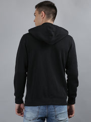 Tim Paris Black Hoodie with Zipper – Solid Sweatshirt
