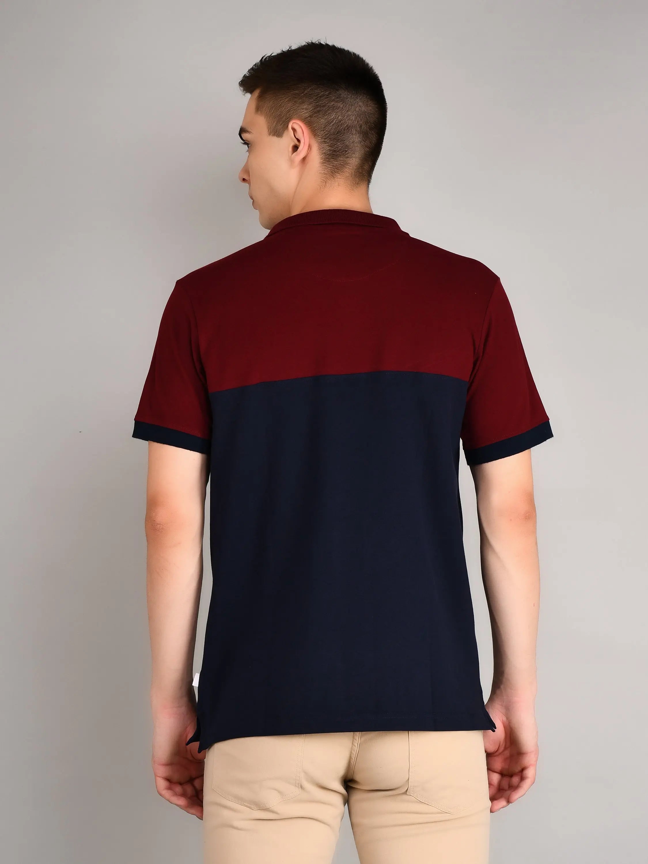 Maroon Cut & Sew Regular Fit T-Shirt TIM PARIS