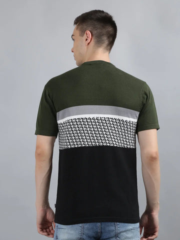 Green Solid Regular Fit Knit T-Shirt TIM PARIS