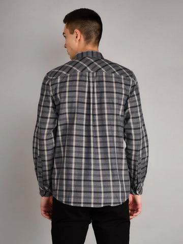 Navy & Beige Checkered Shirt Tim Paris