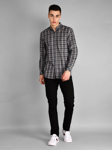 Navy & Beige Checkered Shirt Tim Paris
