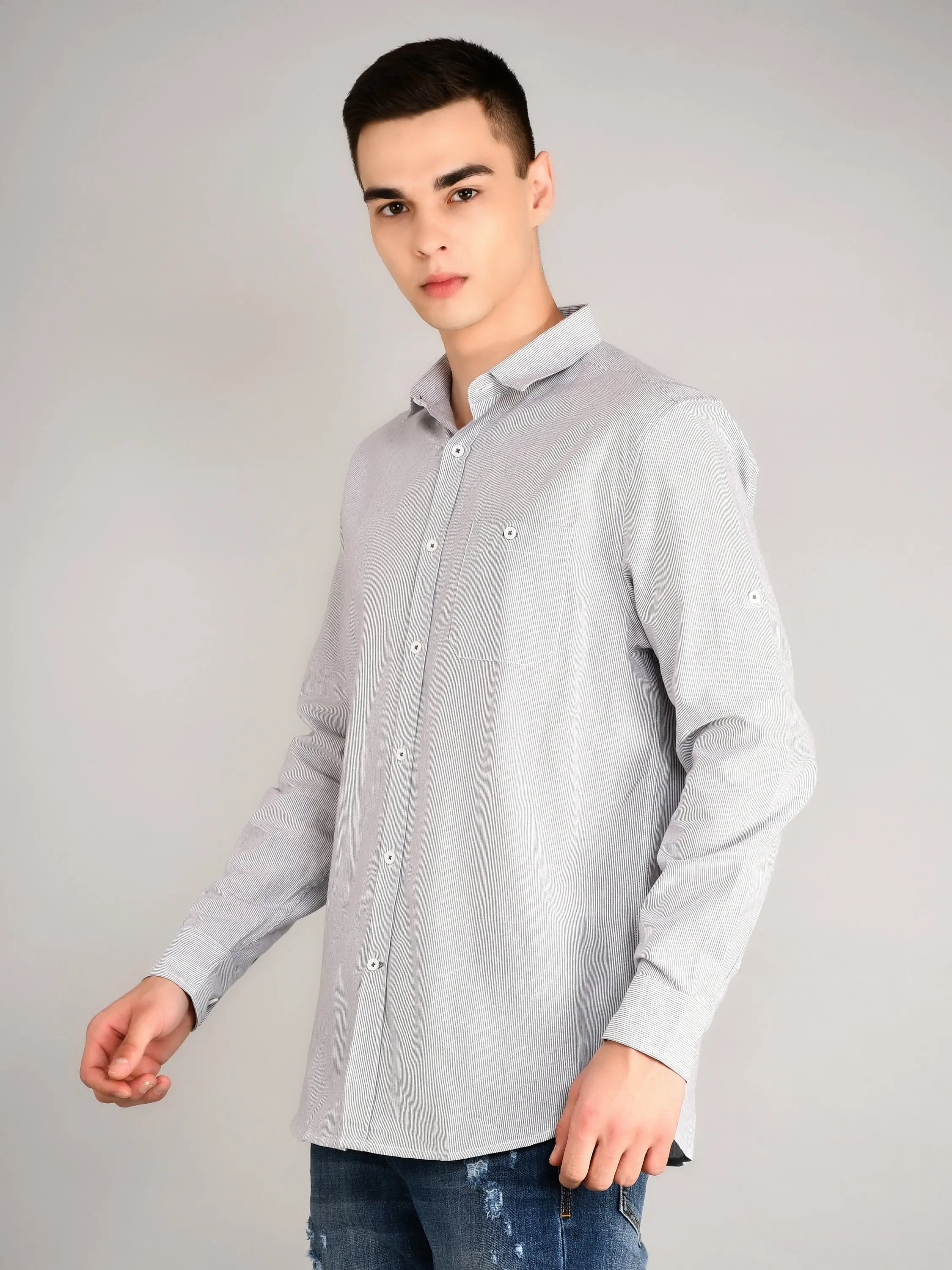 Blue Striped Regular Fit Shirt TIM PARIS