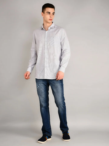 Blue Striped Regular Fit Shirt TIM PARIS