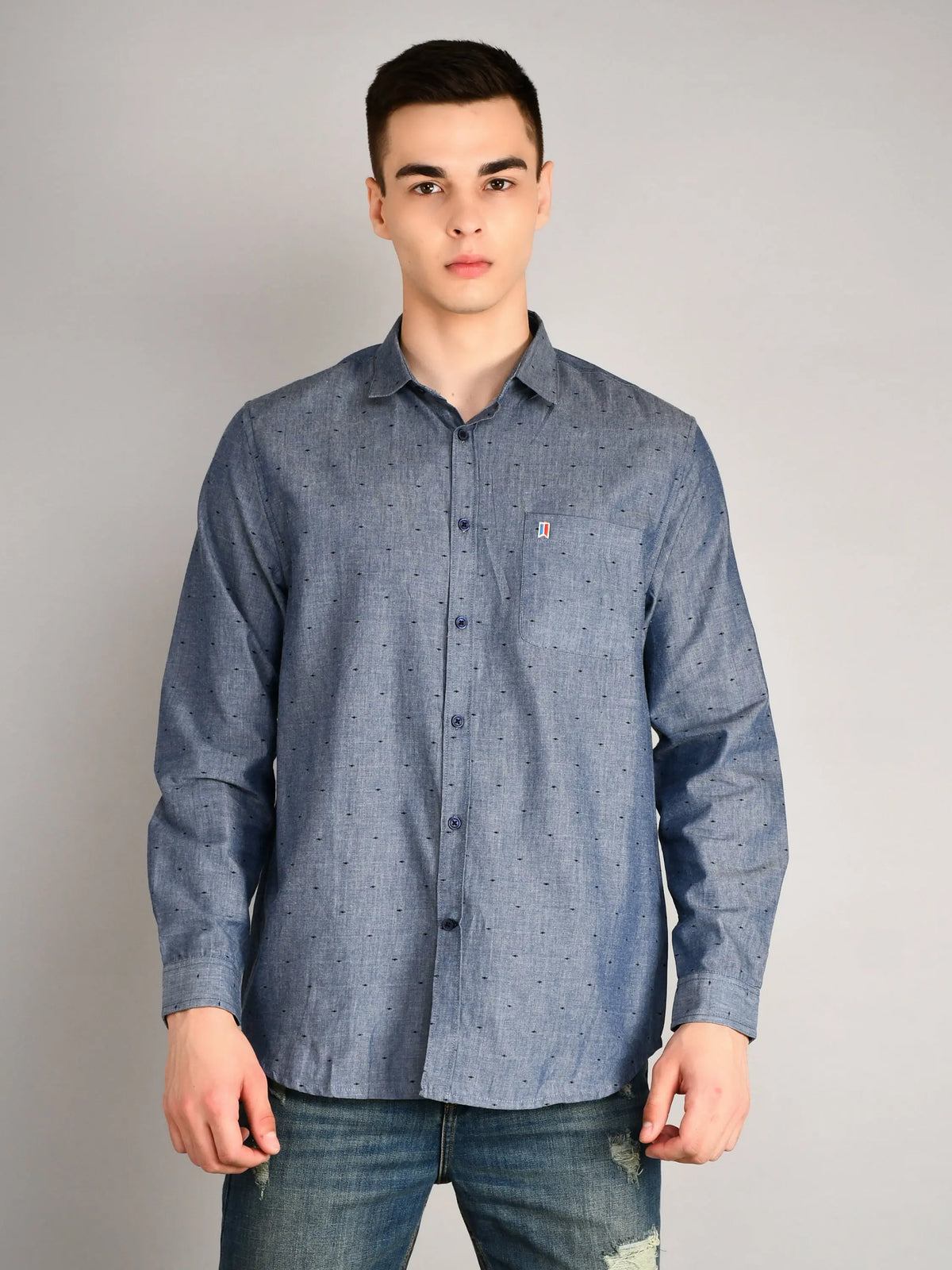 Blue Ashes Printed Regular Fit Shirt TIM PARIS