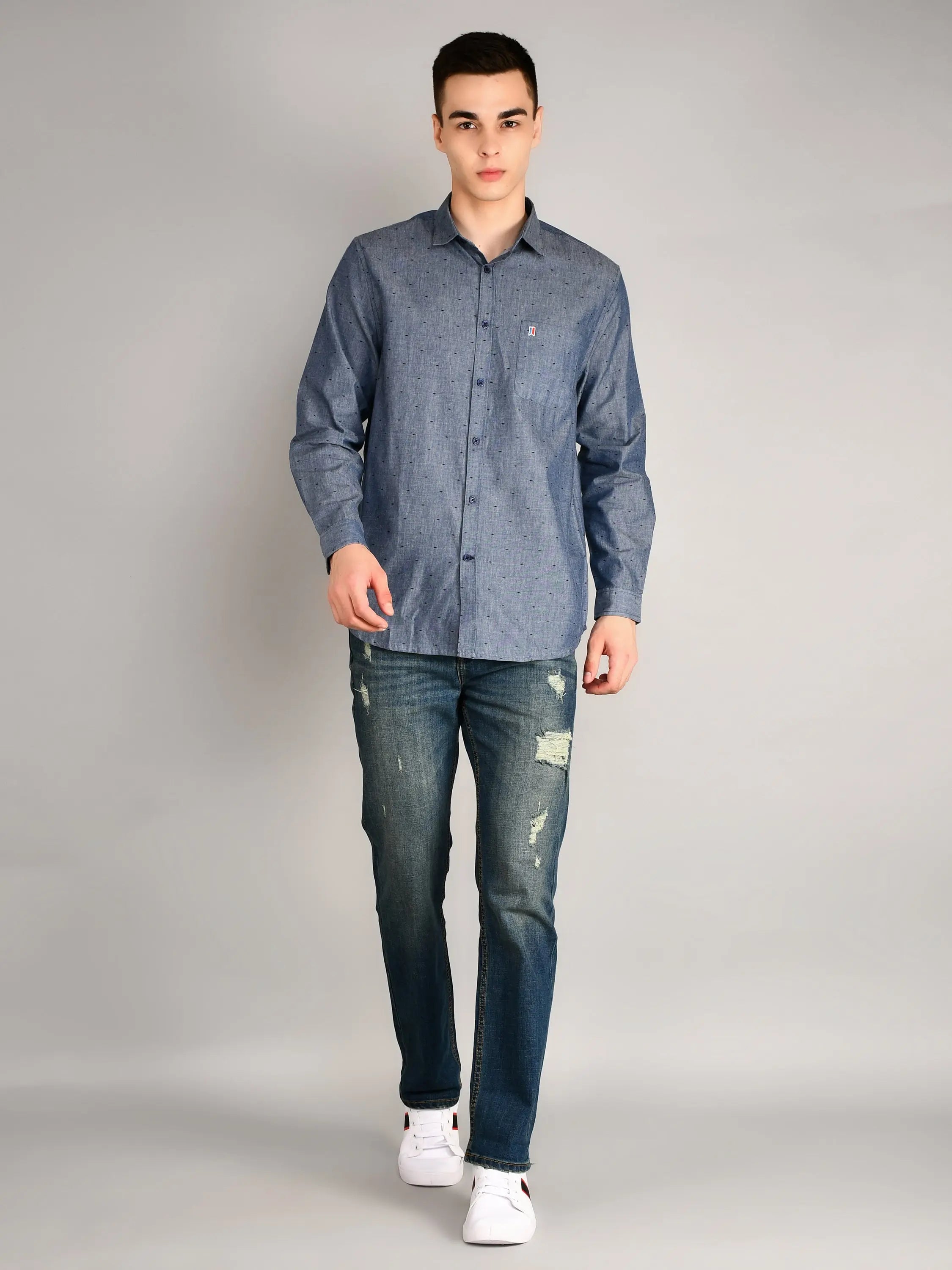 Blue Ashes Printed Regular Fit Shirt TIM PARIS