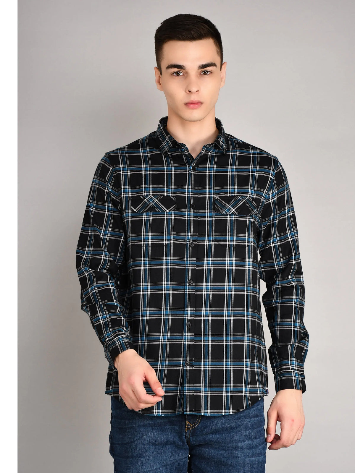 Black Checks Checkered Regular Fit Shirt TIM PARIS