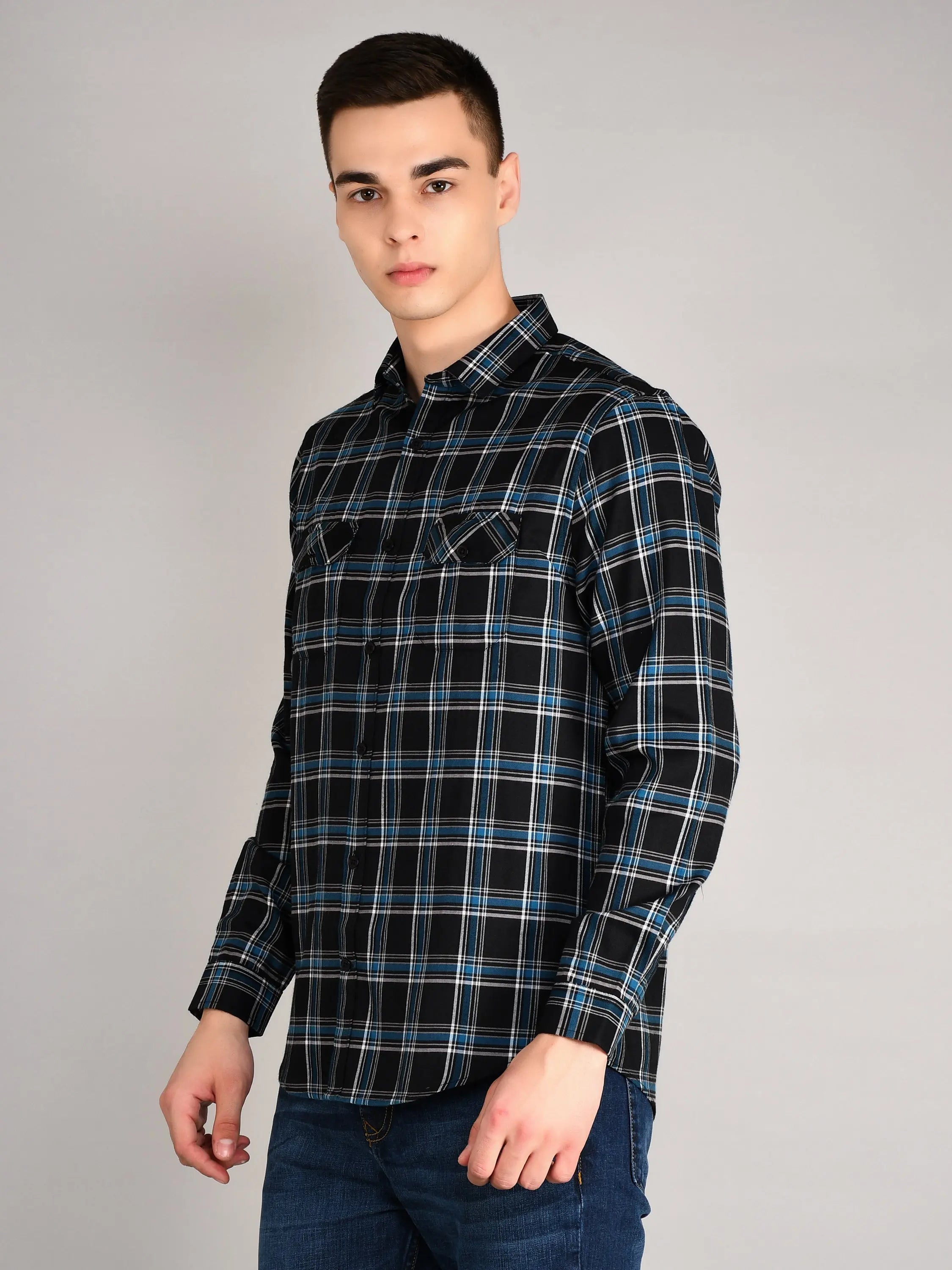 Black Checks Checkered Regular Fit Shirt TIM PARIS