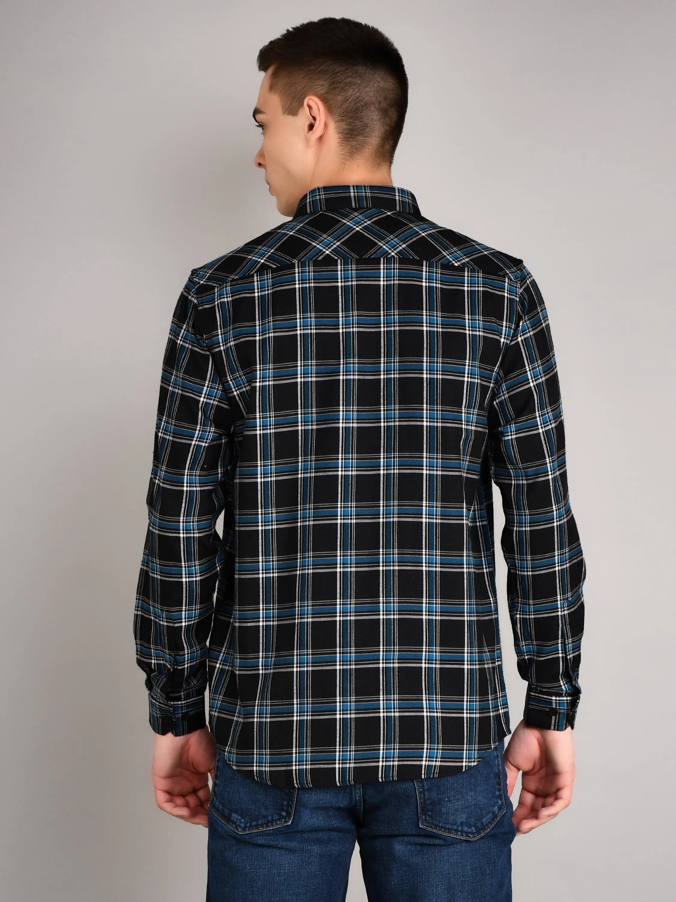 Black Checks Checkered Regular Fit Shirt TIM PARIS