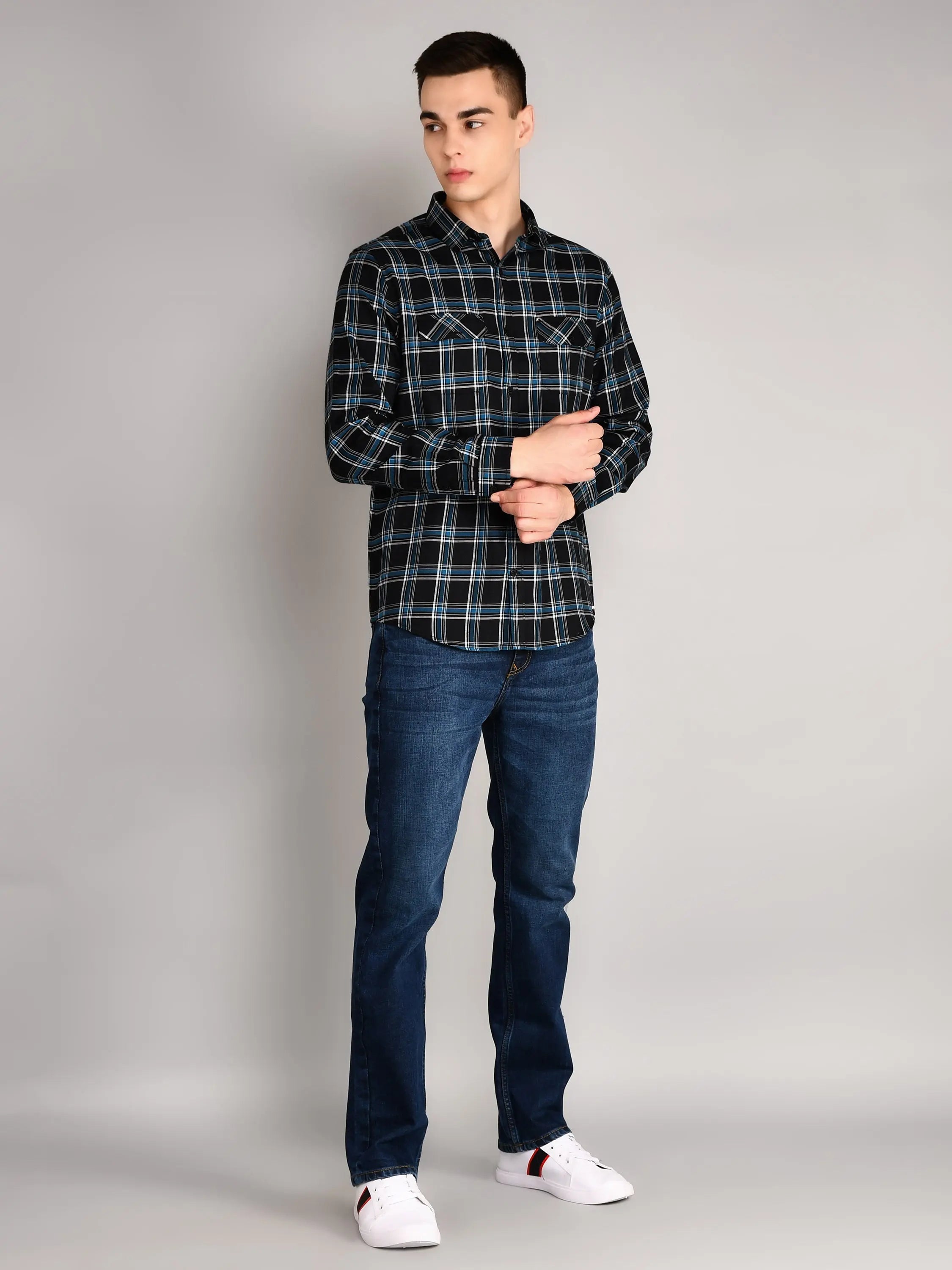 Black Checks Checkered Regular Fit Shirt TIM PARIS