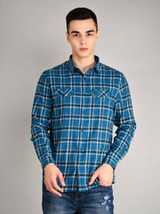 Blue Checks Checkered Regular Fit Shirt TIM PARIS