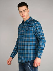 Blue Checks Checkered Regular Fit Shirt TIM PARIS
