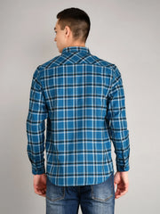 Blue Checks Checkered Regular Fit Shirt TIM PARIS