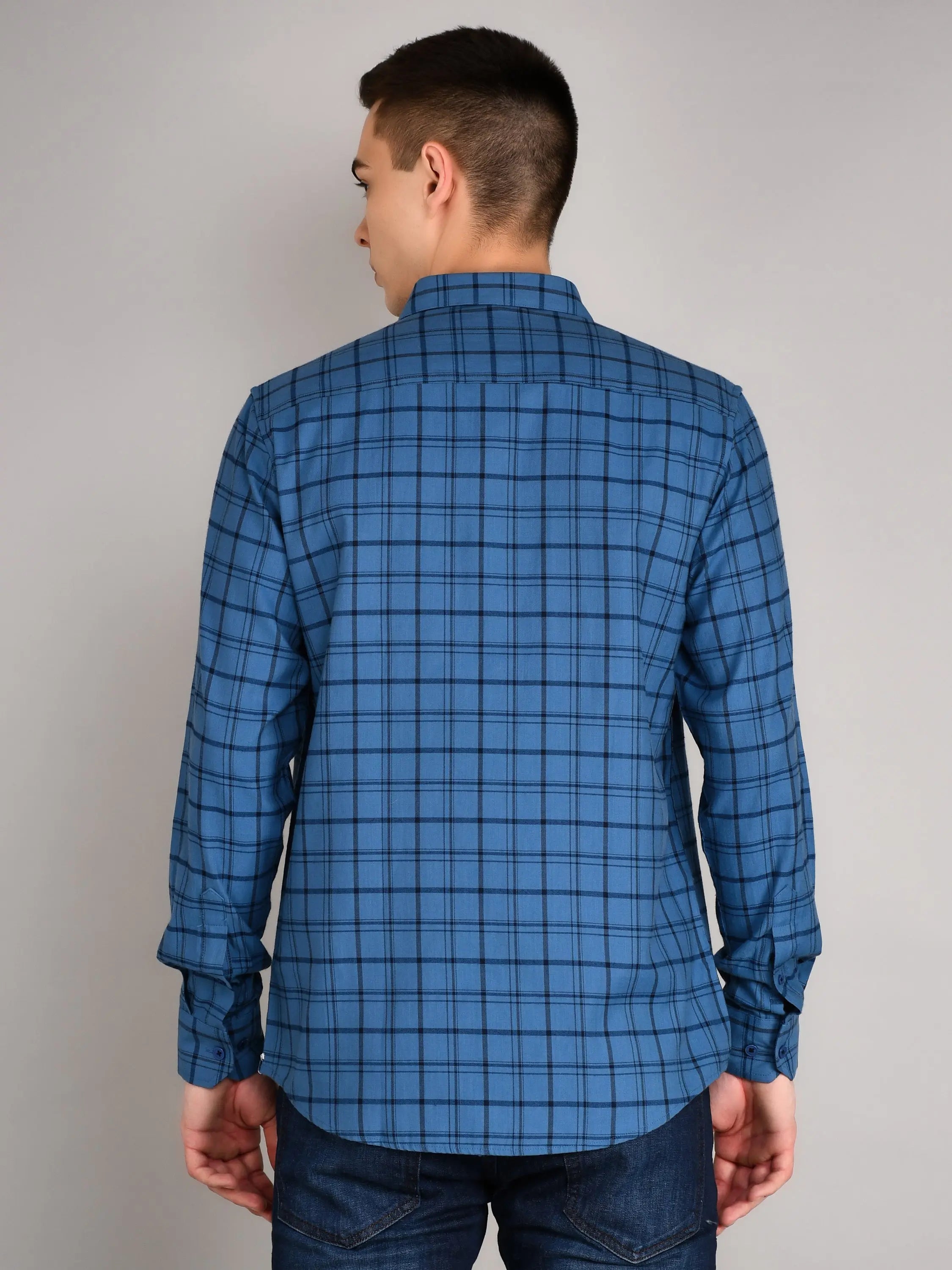 Blue Checks Checkered Regular Fit Shirt TIM PARIS