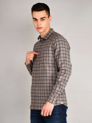 Grey Checks Checkered Regular Fit Shirt TIM PARIS