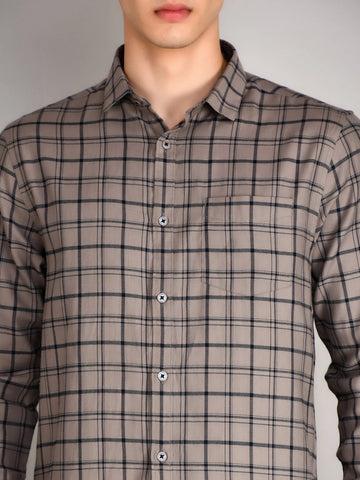 Grey Checks Checkered Regular Fit Shirt TIM PARIS