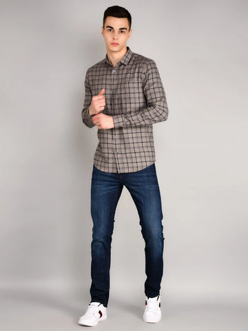 Grey Checks Checkered Regular Fit Shirt TIM PARIS