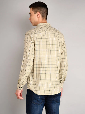Light Olive Checks Checkered Regular Fit Shirt TIM PARIS