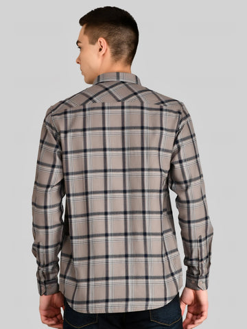 Grey Checks Checkered Regular Fit Shirt TIM PARIS