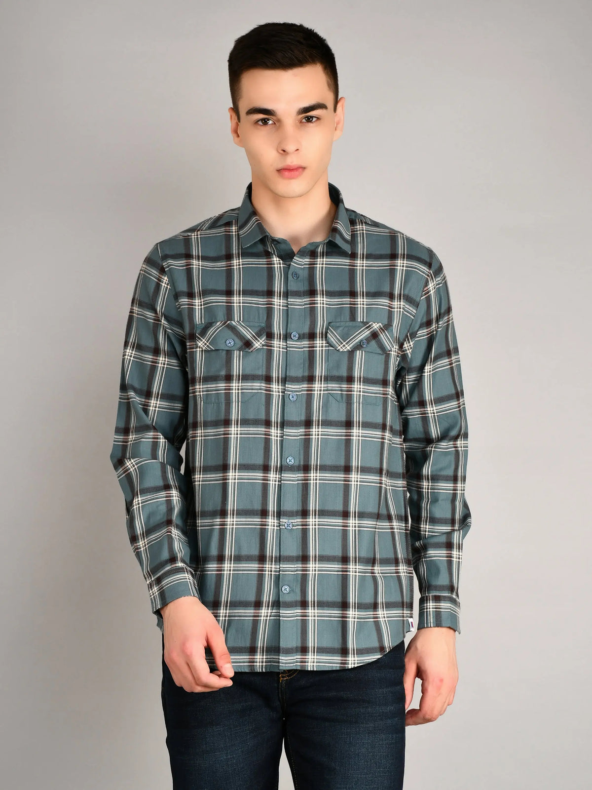 Seablue Checks Checkered Regular Fit Shirt TIM PARIS