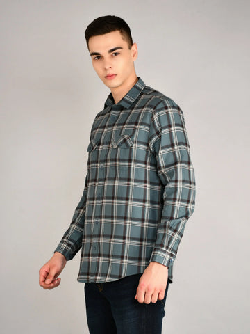 Seablue Checks Checkered Regular Fit Shirt TIM PARIS