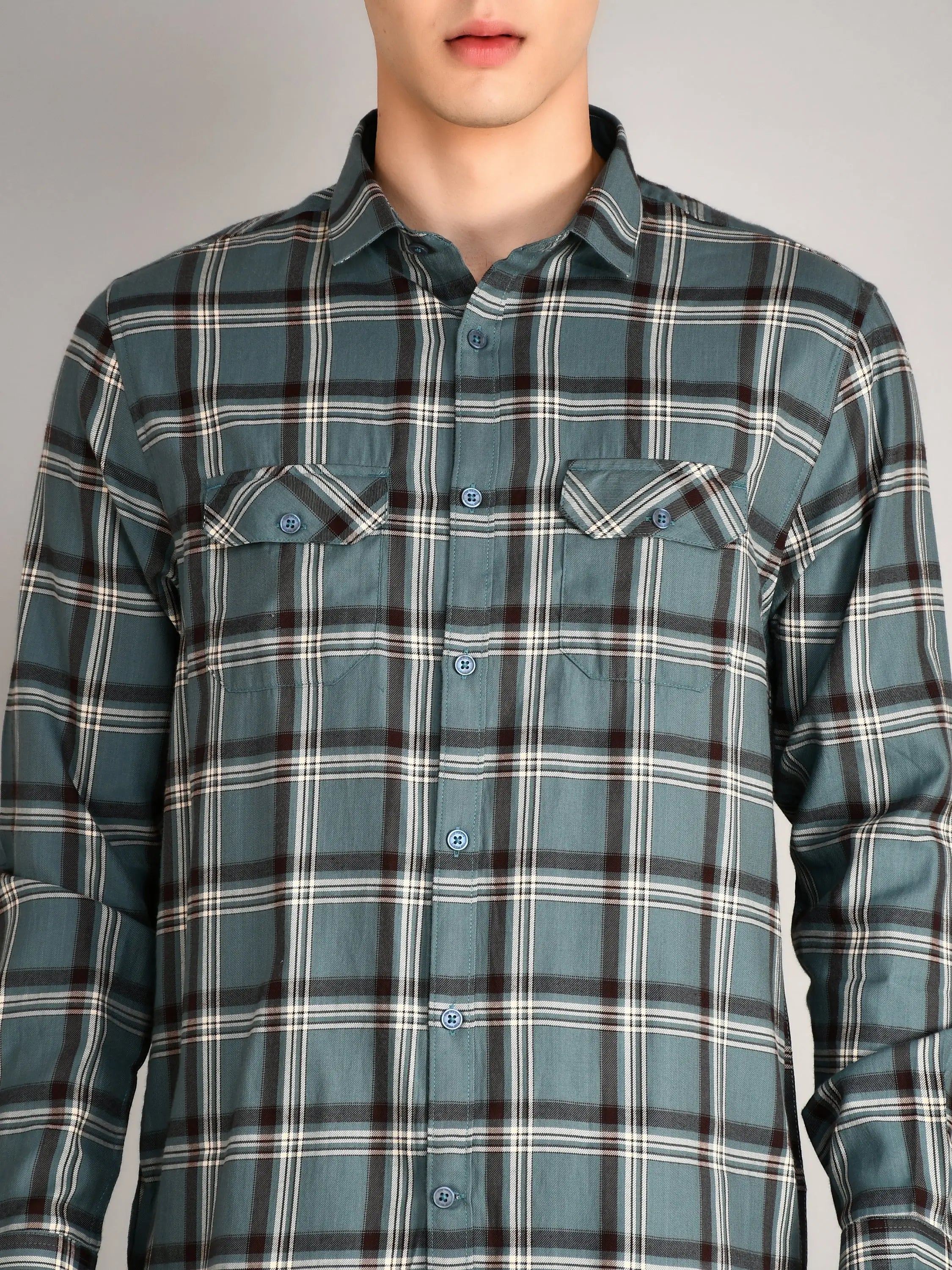 Seablue Checks Checkered Regular Fit Shirt TIM PARIS