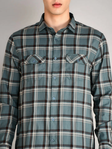 Seablue Checks Checkered Regular Fit Shirt TIM PARIS