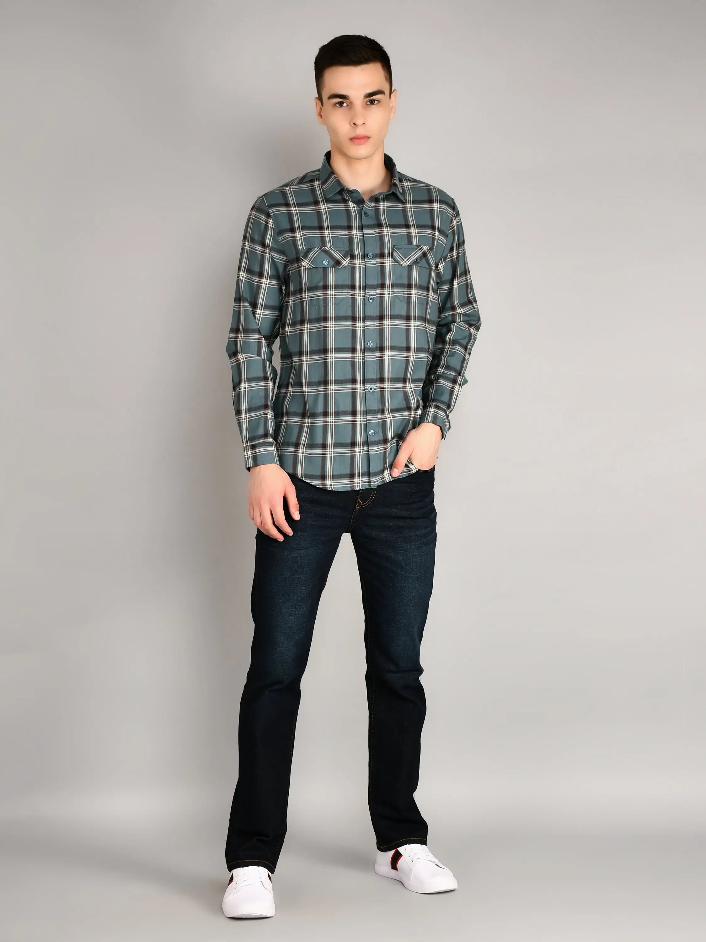 Seablue Checks Checkered Regular Fit Shirt TIM PARIS