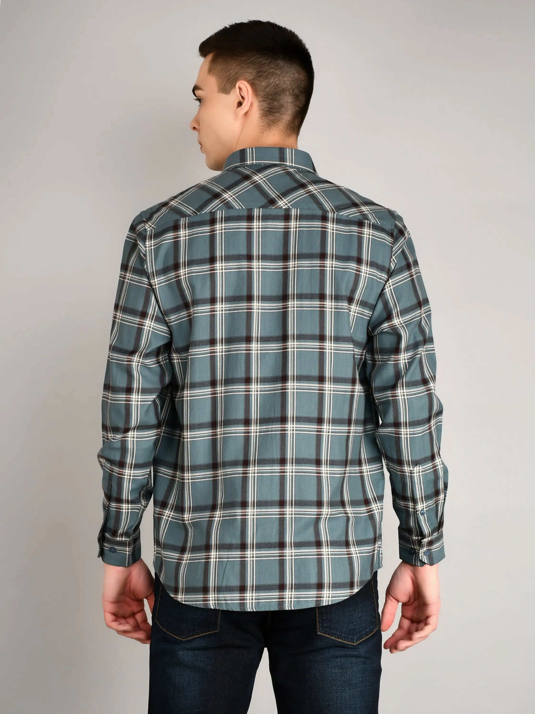 Seablue Checks Checkered Regular Fit Shirt TIM PARIS