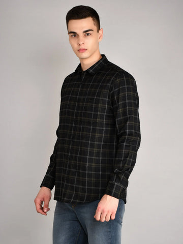 Black Checks Checkered Regular Fit Shirt TIM PARIS