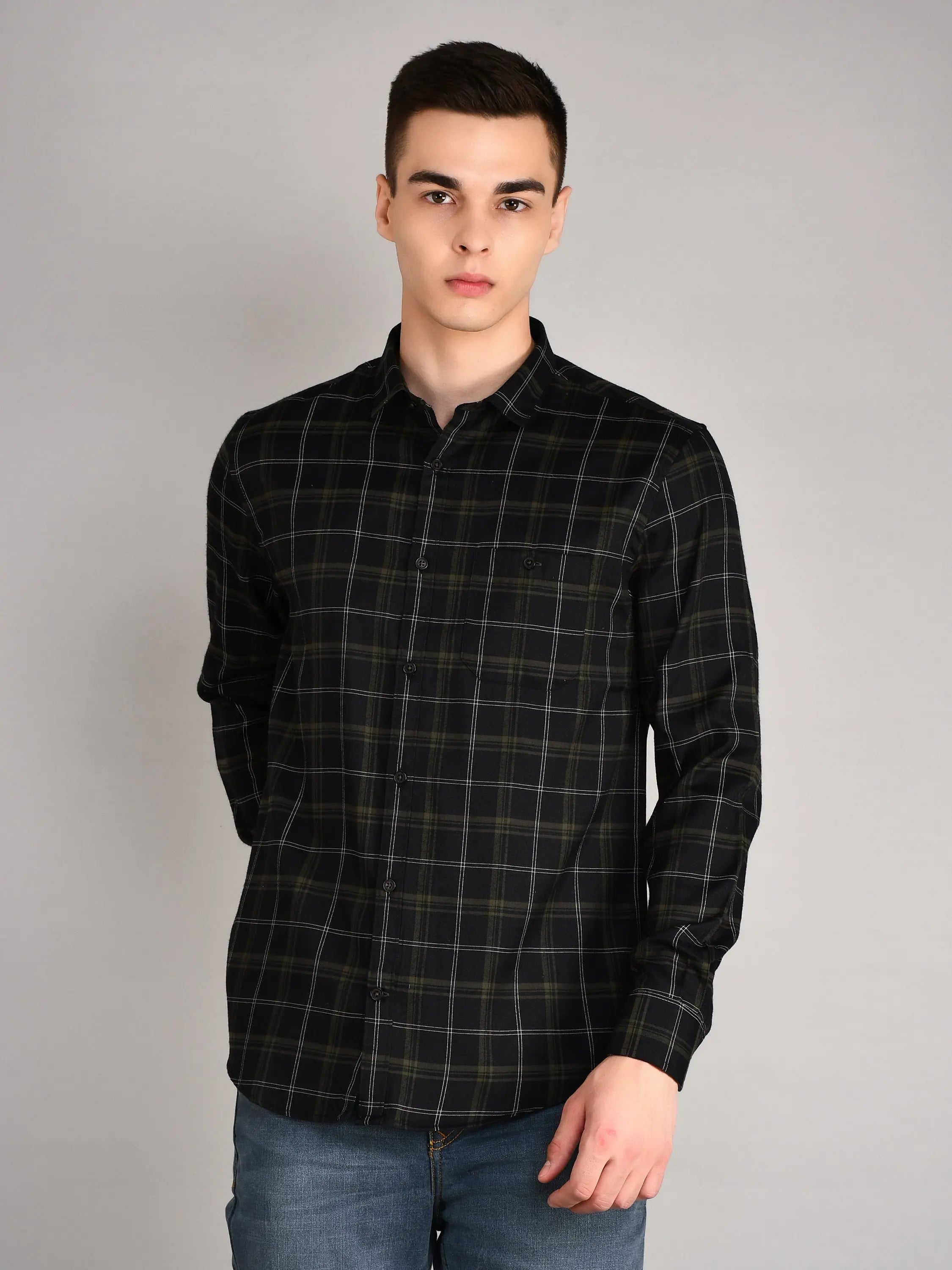Black Checks Checkered Regular Fit Shirt TIM PARIS