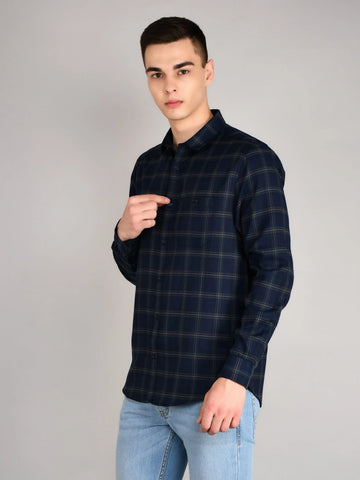 Navy Checkered Regular Fit Shirt TIM PARIS