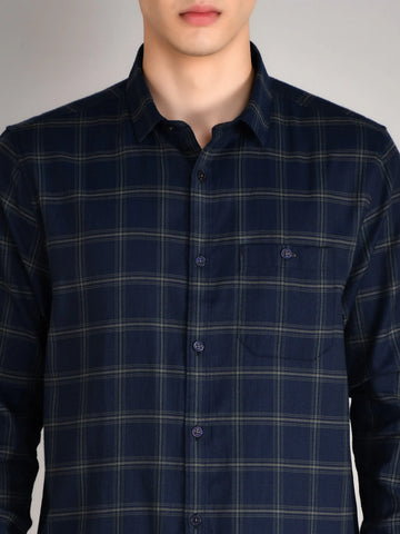 Navy Checkered Regular Fit Shirt TIM PARIS