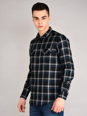 Black Checkered Regular Fit Shirt TIM PARIS
