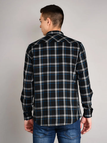 Black Checkered Regular Fit Shirt TIM PARIS