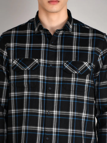 Black Checkered Regular Fit Shirt TIM PARIS