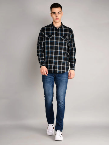 Black Checkered Regular Fit Shirt TIM PARIS