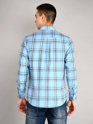 Light Blue Checkered Regular Fit Shirt TIM PARIS