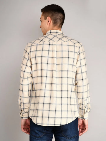 Beige Oxford Checkered Regular Fit Shirt TIM PARIS