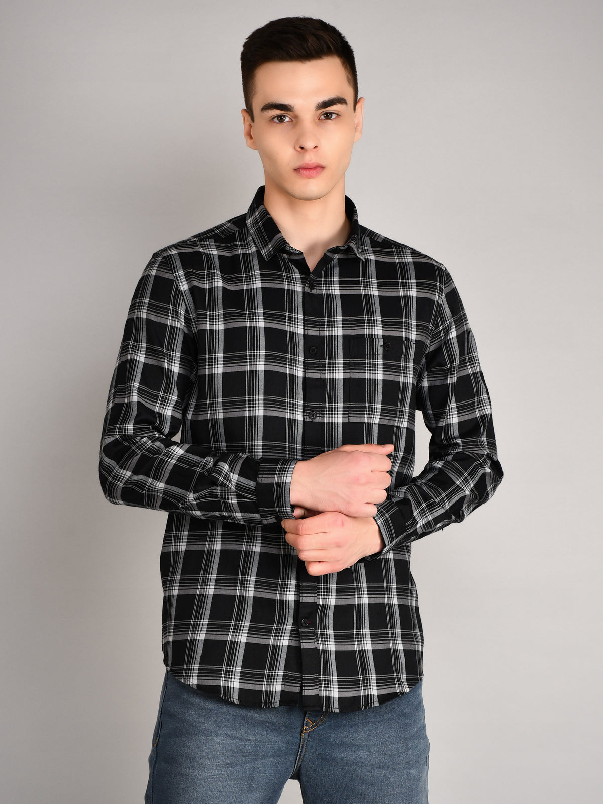 Black Checks Checkered Regular Fit Shirt