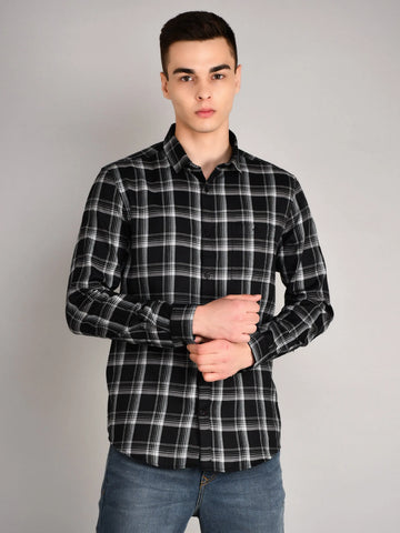 Black Checks Checkered Regular Fit Shirt TIM PARIS