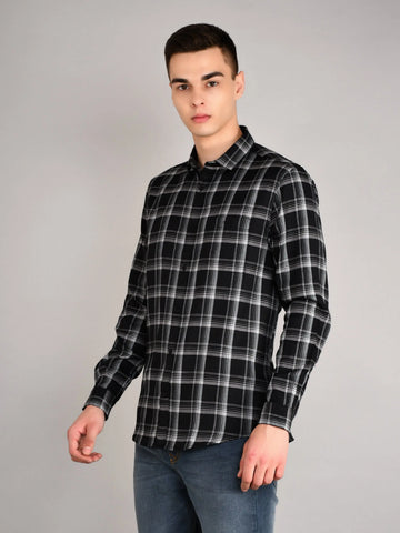 Black Checks Checkered Regular Fit Shirt TIM PARIS