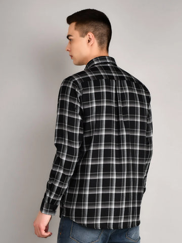 Black Checks Checkered Regular Fit Shirt TIM PARIS