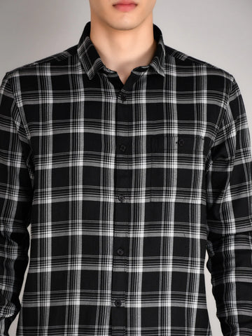 Black Checks Checkered Regular Fit Shirt TIM PARIS
